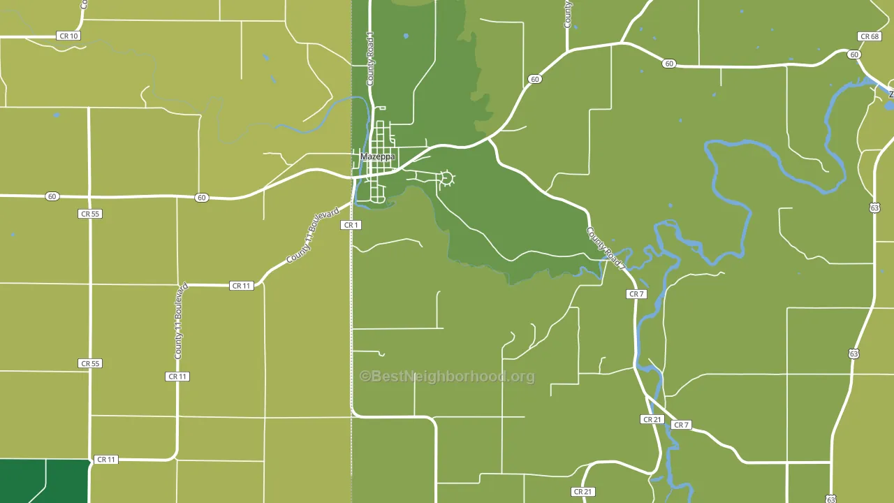 Mazeppa, MN block-group voter-turnout map