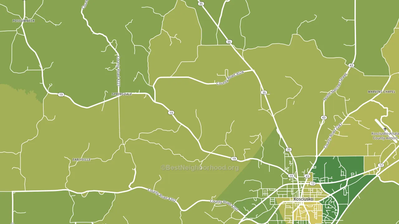 Mc Adams, MS block-group voter-turnout map