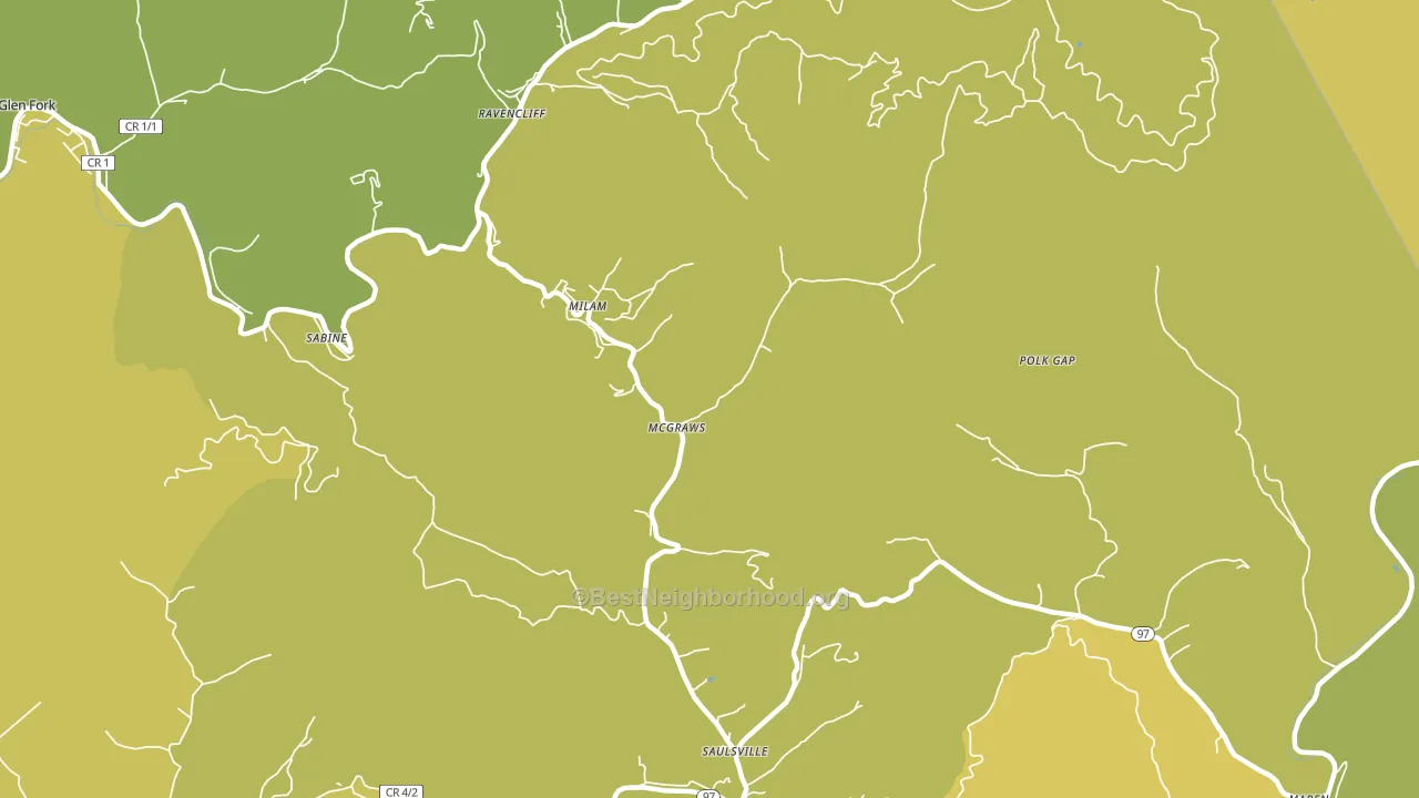 Mc Graws, WV block-group voter-turnout map