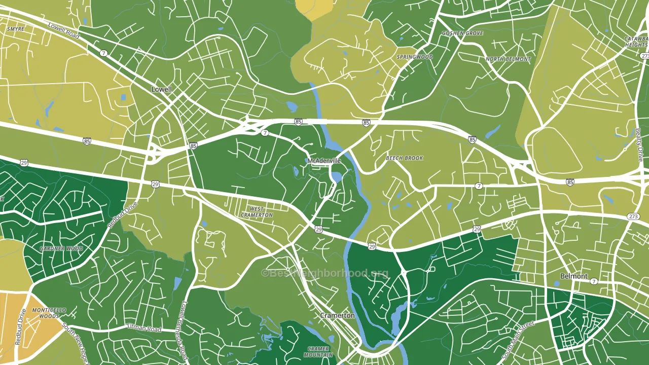 McAdenville, NC block-group voter-turnout map