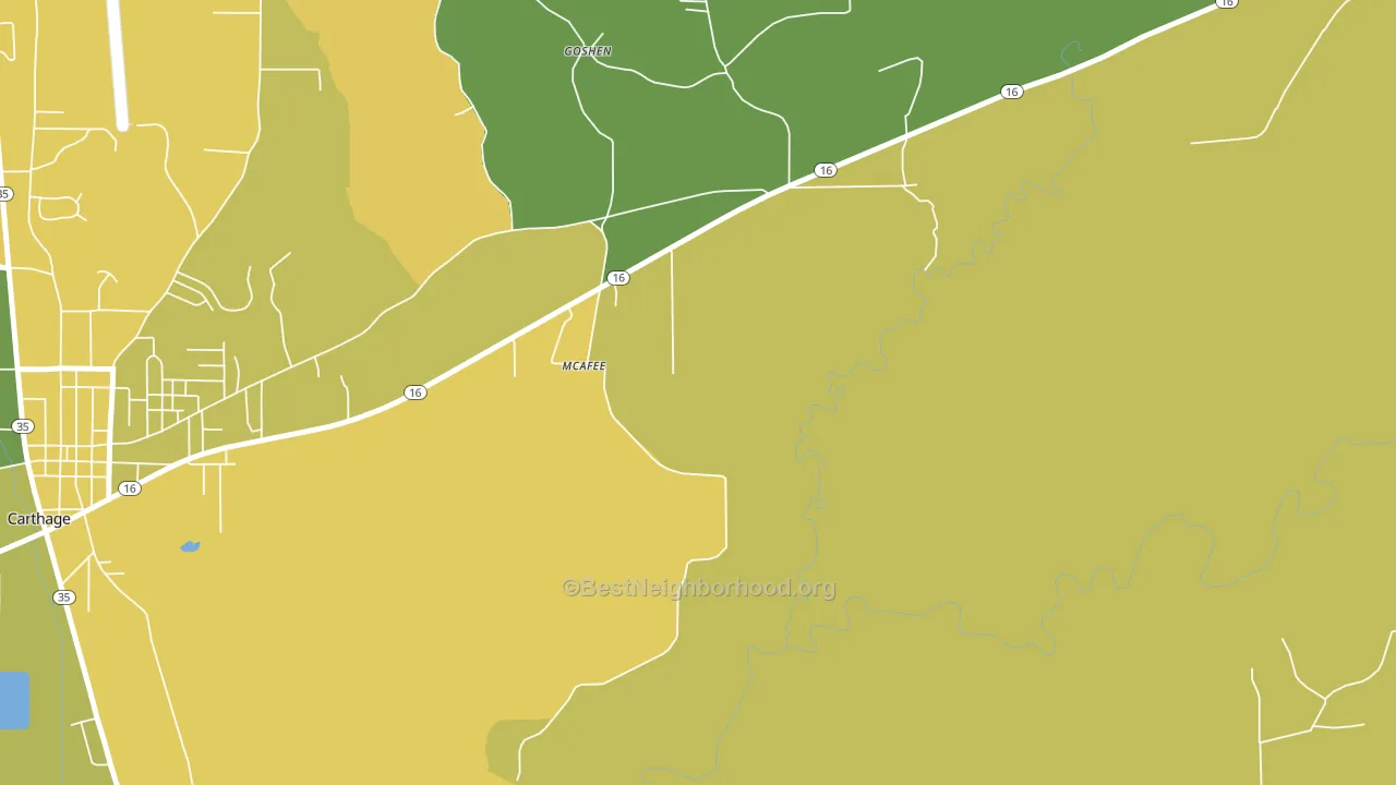 McAfee, MS block-group voter-turnout map