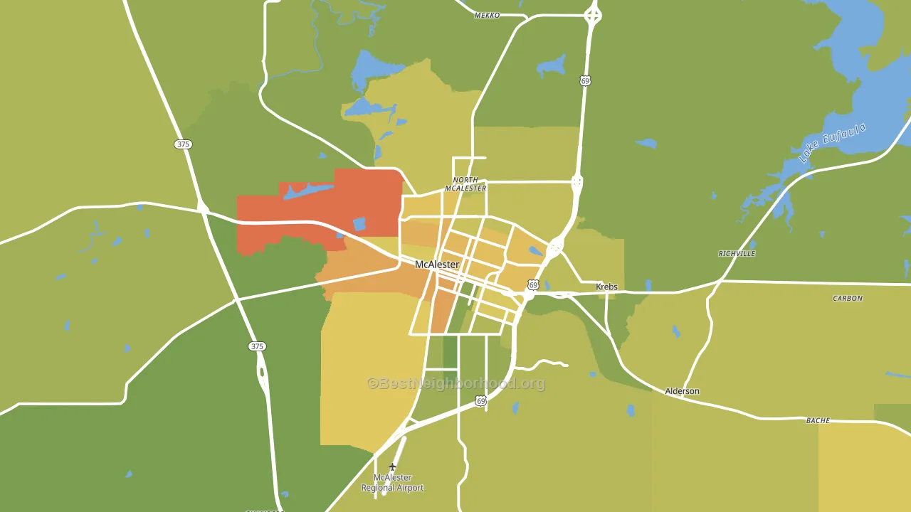 McAlester, OK block-group voter-turnout map
