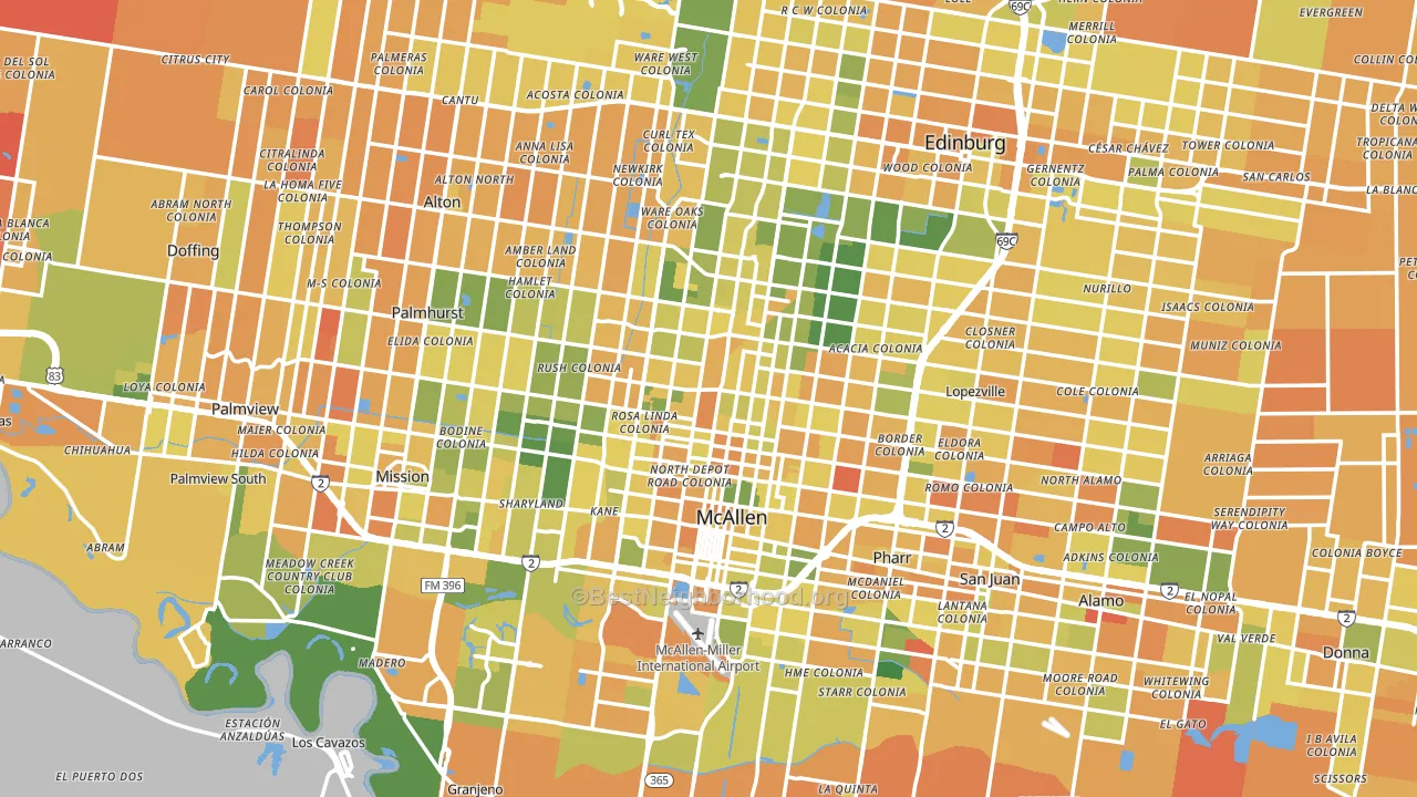 McAllen, TX block-group voter-turnout map