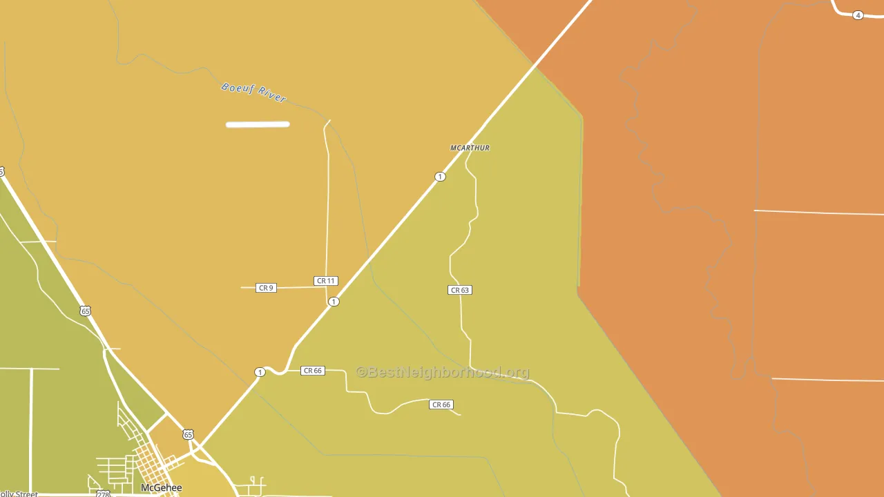 McArthur, AR block-group voter-turnout map