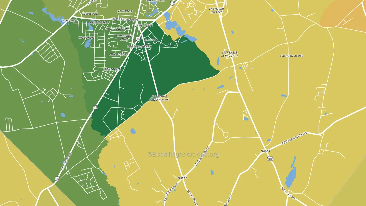 McArthur Crossroads, NC block-group voter-turnout map