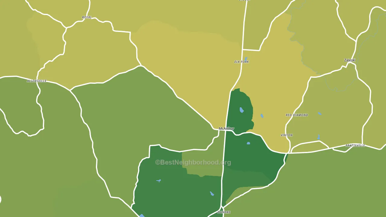 McArthur, OH block-group voter-turnout map