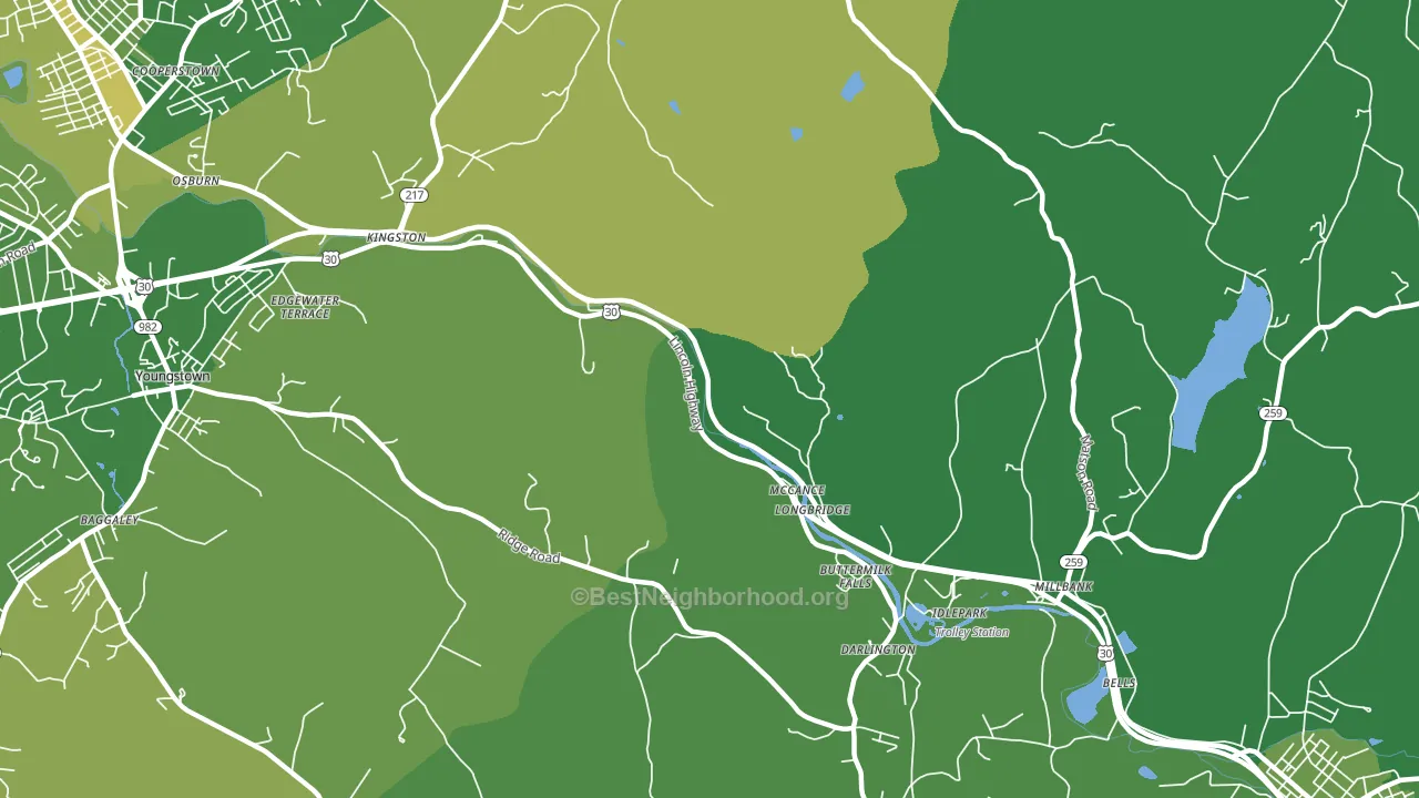 McCance, PA block-group voter-turnout map