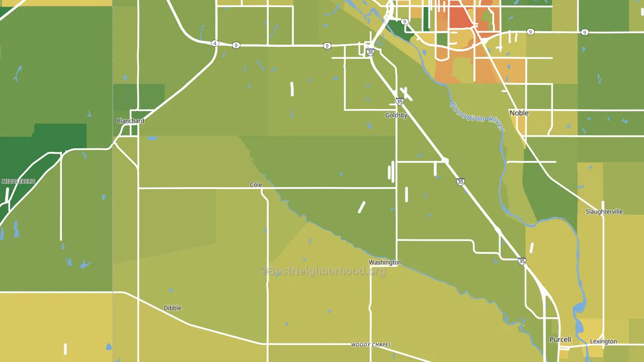 McClain County, OK block-group voter-turnout map