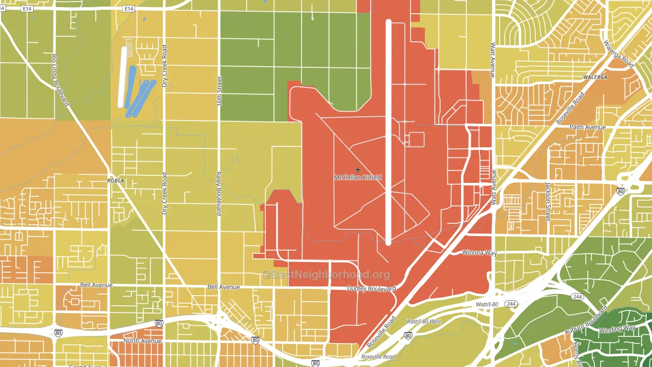 McClellan Park, CA block-group voter-turnout map