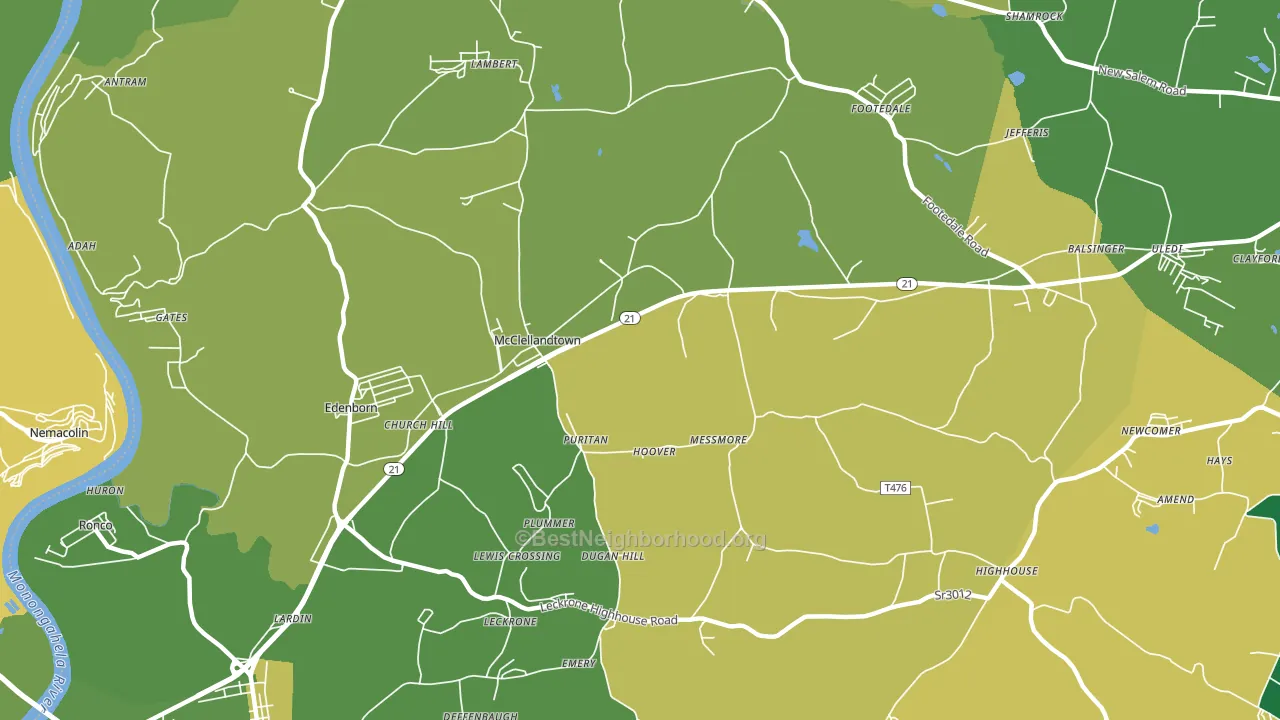 McClellandtown, PA block-group voter-turnout map