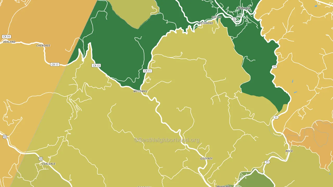 McComas, WV block-group voter-turnout map