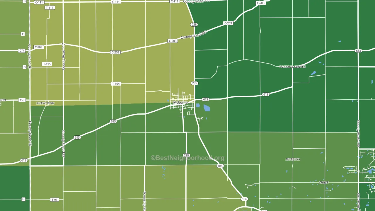 McComb, OH block-group voter-turnout map