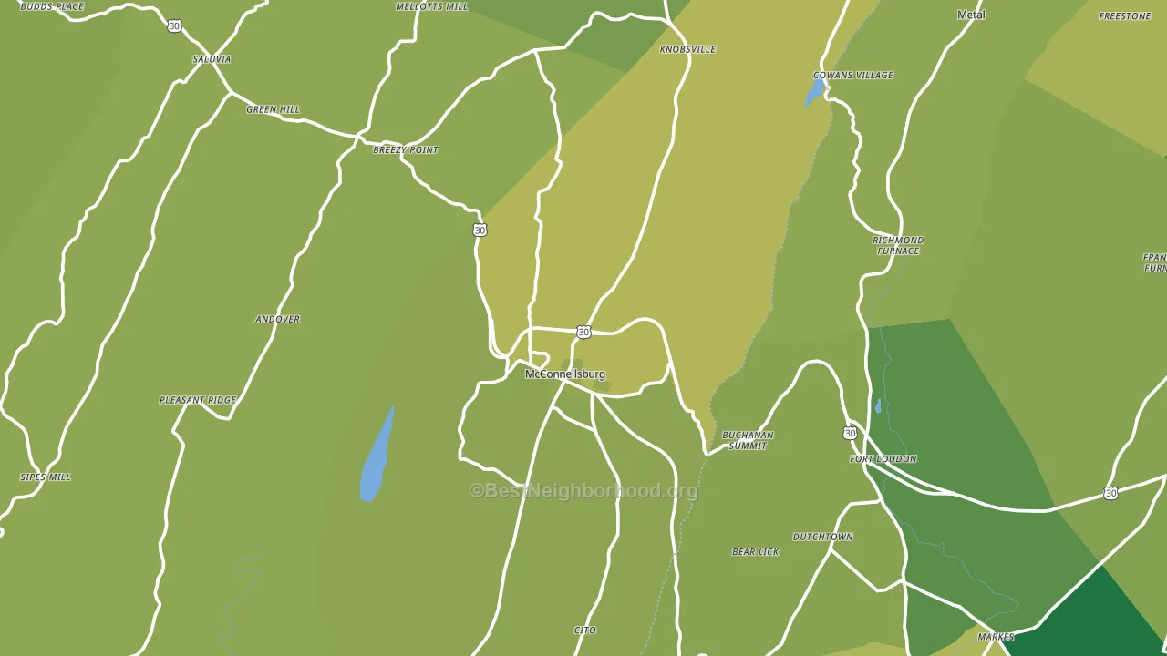 McConnellsburg, PA block-group voter-turnout map