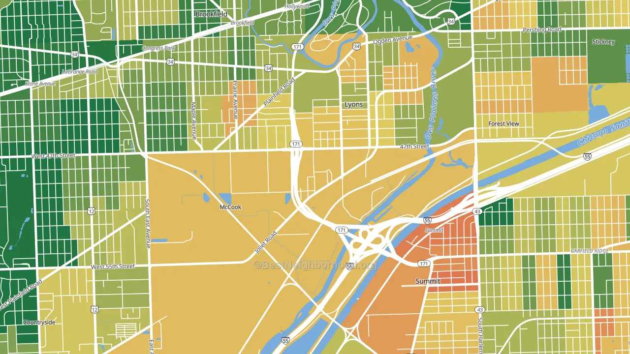 McCook, IL block-group voter-turnout map