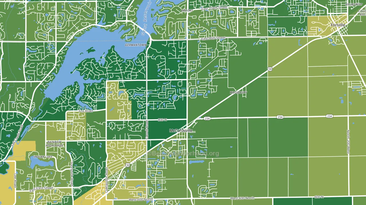 McCordsville, IN block-group voter-turnout map