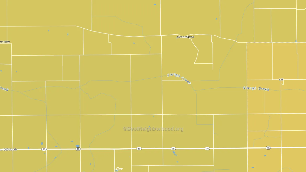 McCoysburg, IN block-group voter-turnout map