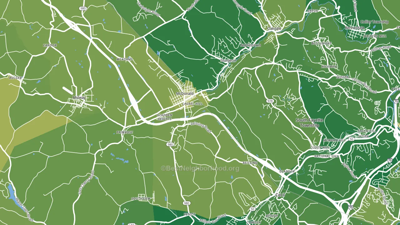 Mcdonald, PA block-group voter-turnout map