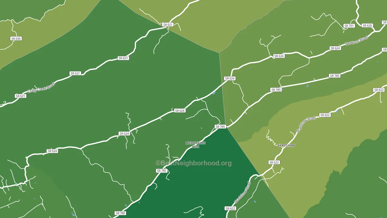 McDonalds Mill, VA block-group voter-turnout map