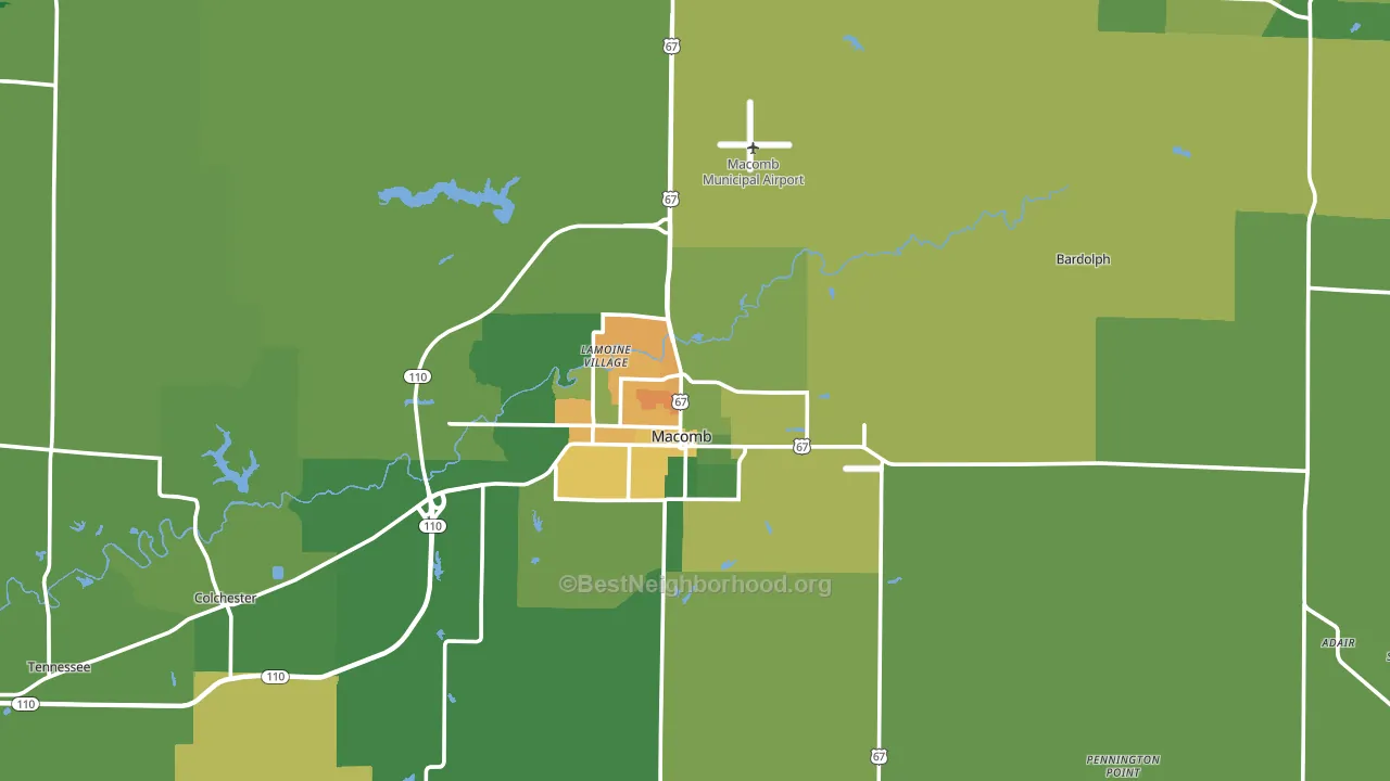 McDonough County, IL block-group voter-turnout map