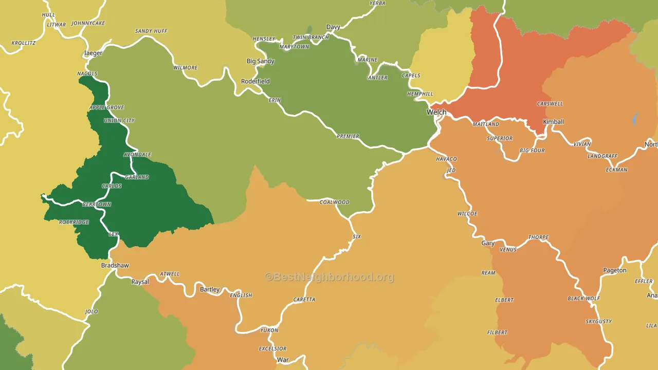 McDowell County, WV block-group voter-turnout map