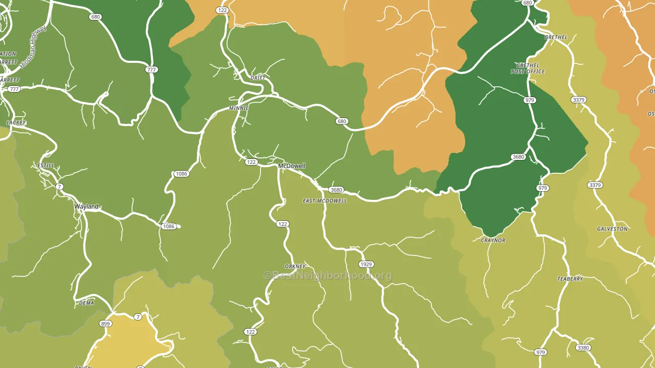 McDowell, KY block-group voter-turnout map