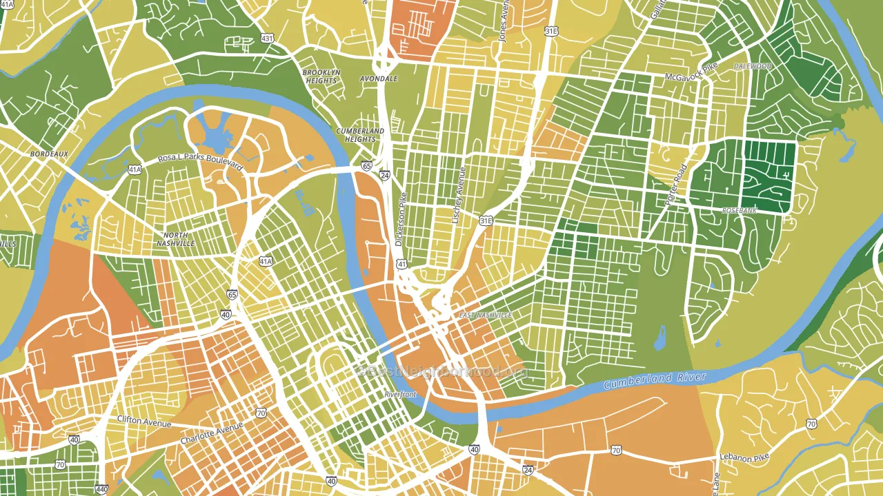 McFerrin Park, Nashville, TN block-group voter-turnout map