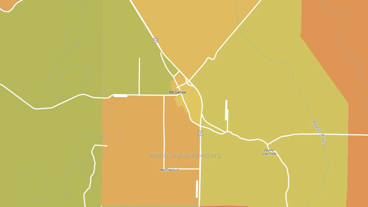 McGehee, AR block-group voter-turnout map