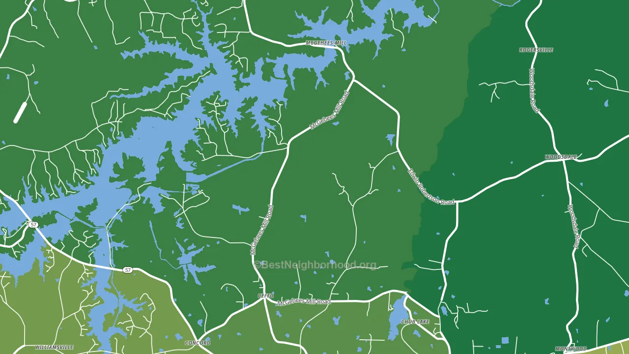 McGehees Mill, NC block-group voter-turnout map