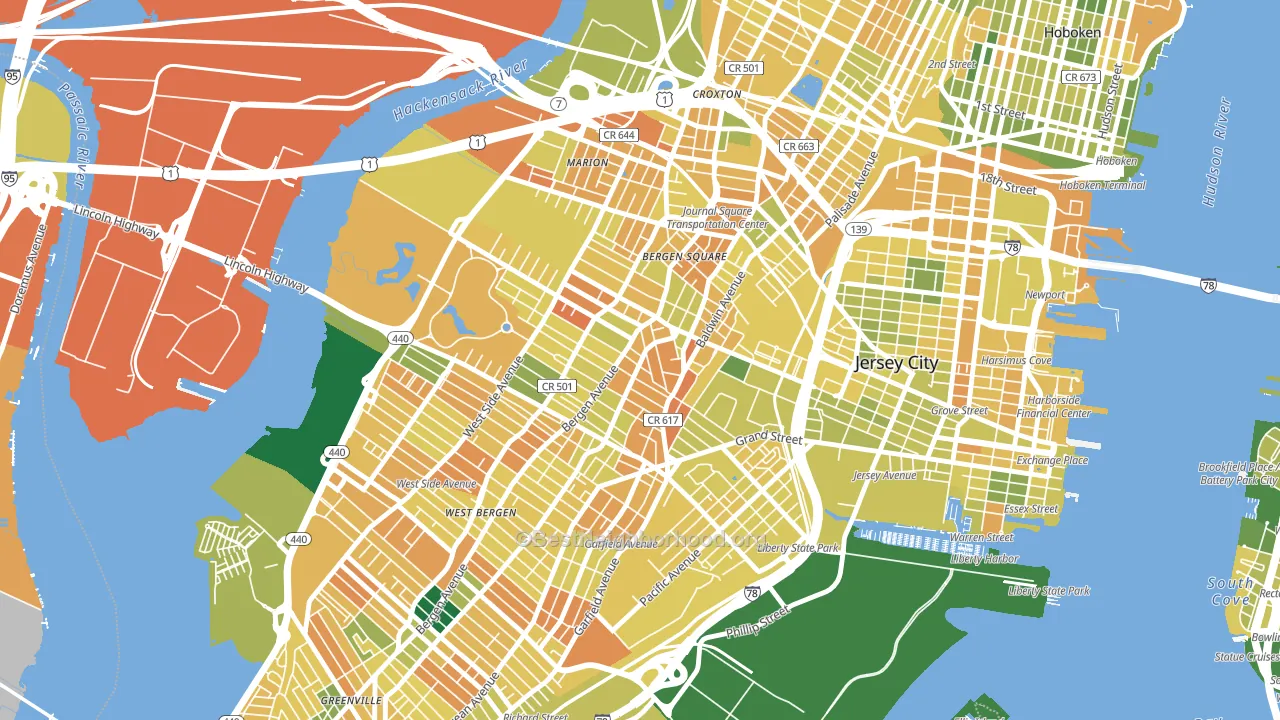 McGinley Square, Jersey City, NJ block-group voter-turnout map