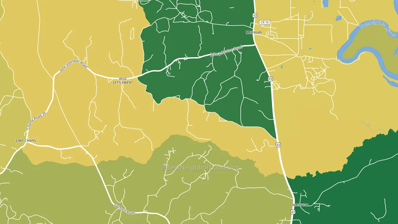 McIntosh, AL block-group voter-turnout map