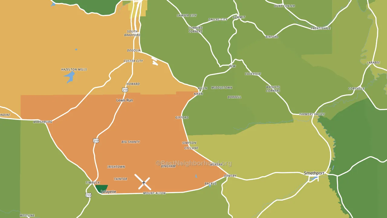 McKean County, PA block-group voter-turnout map