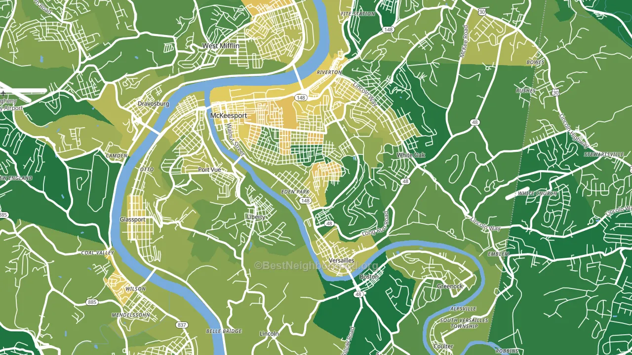McKeesport, PA block-group voter-turnout map