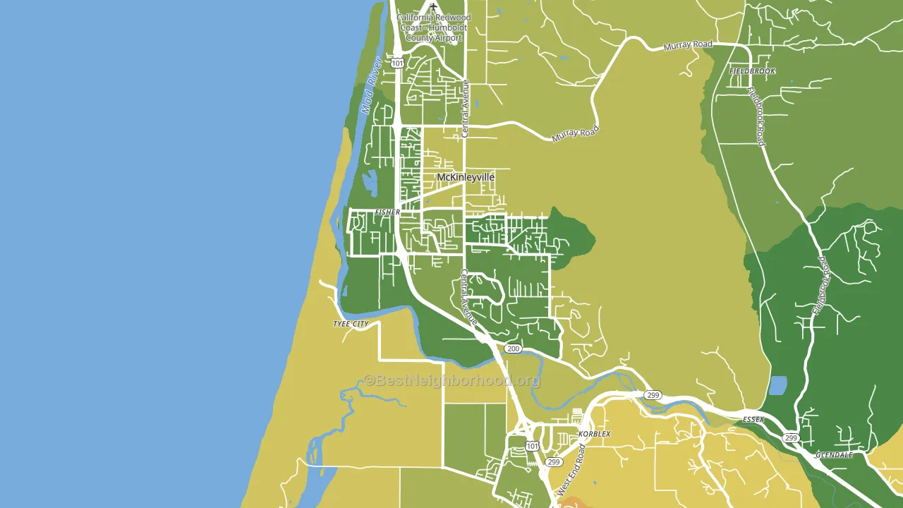 Mckinleyville, CA block-group voter-turnout map