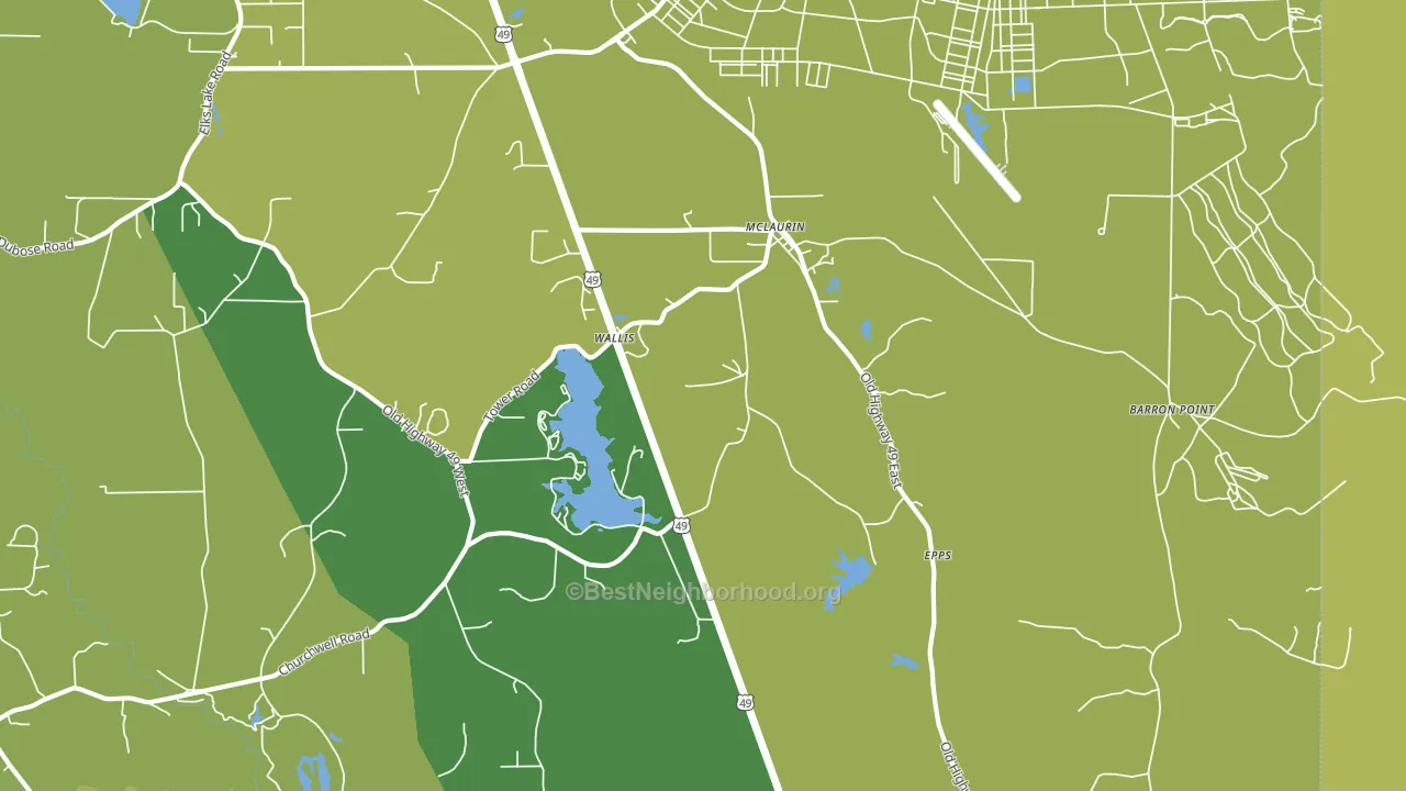 McLaurin, MS block-group voter-turnout map
