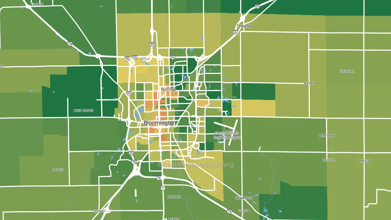 McLean County, IL block-group voter-turnout map