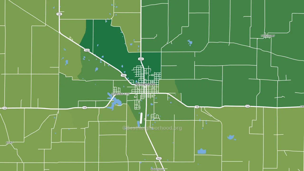 McLeansboro, IL block-group voter-turnout map