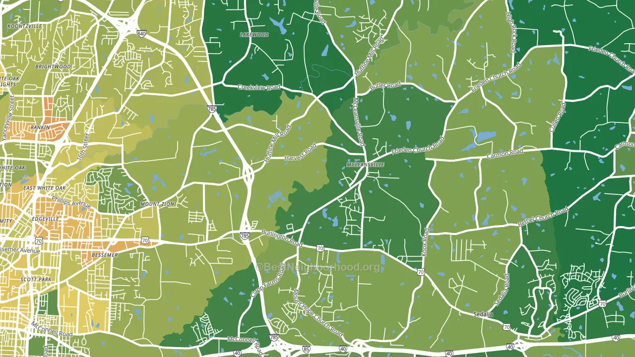 McLeansville, NC block-group voter-turnout map