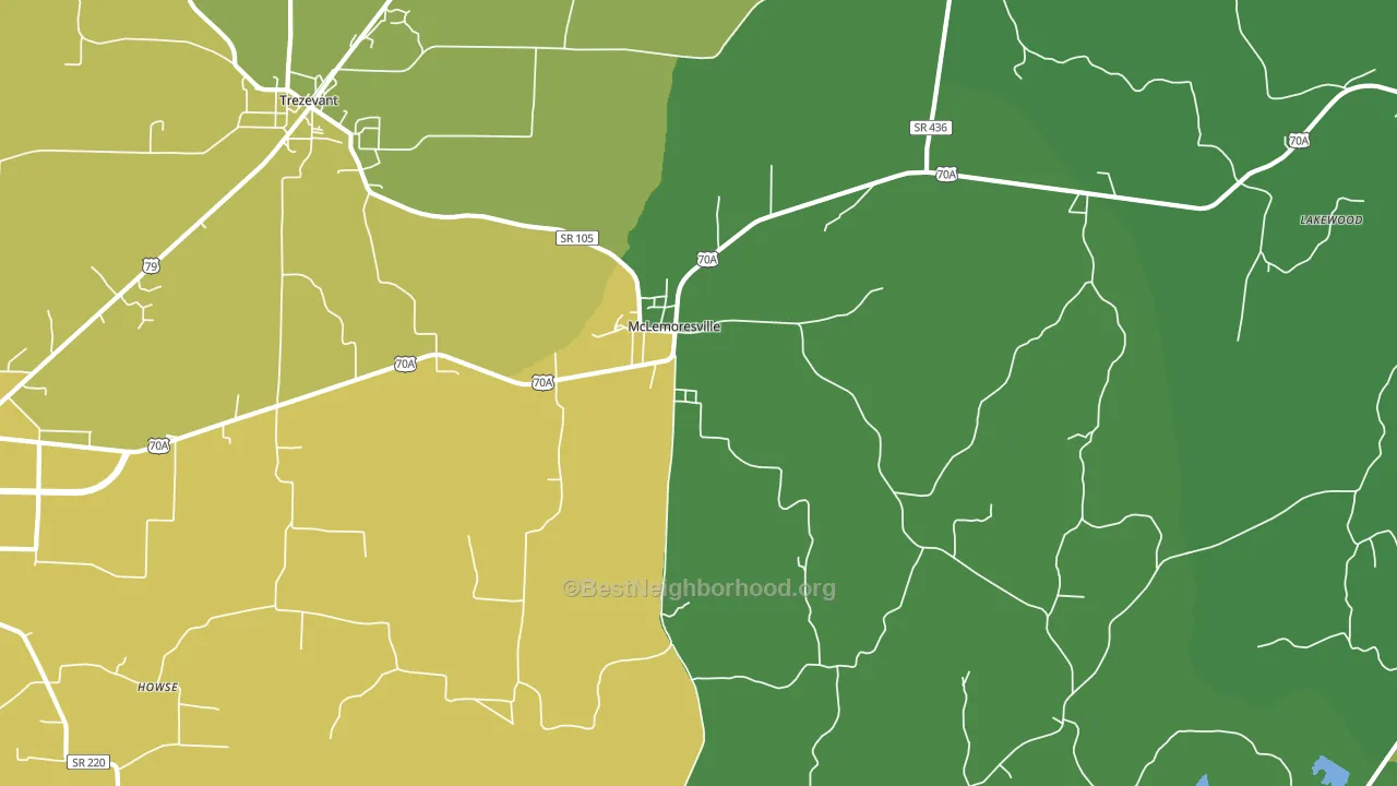 McLemoresville, TN block-group voter-turnout map