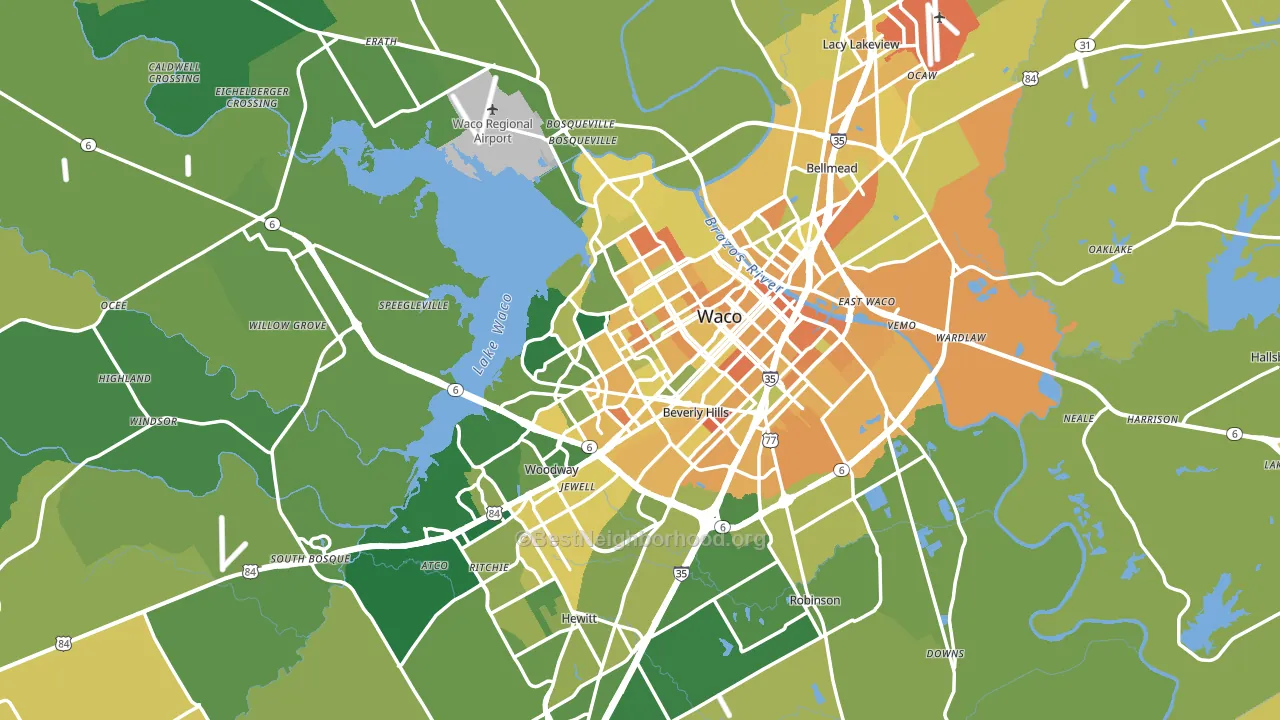 McLennan County, TX block-group voter-turnout map