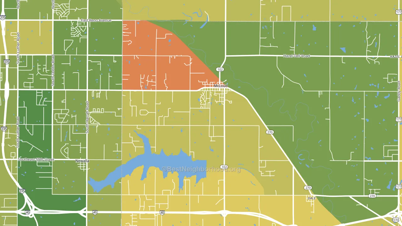Mcloud, OK block-group voter-turnout map