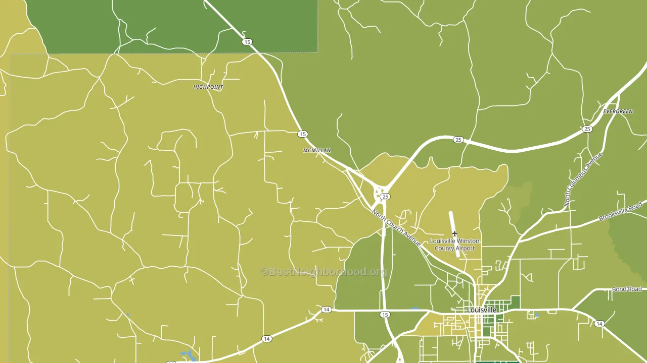 McMillan, MS block-group voter-turnout map
