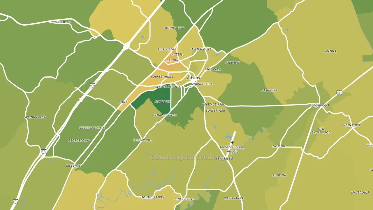 McMinn County, TN block-group voter-turnout map