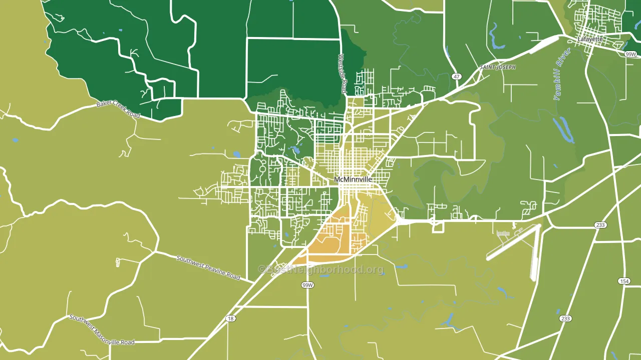 Mcminnville, OR block-group voter-turnout map