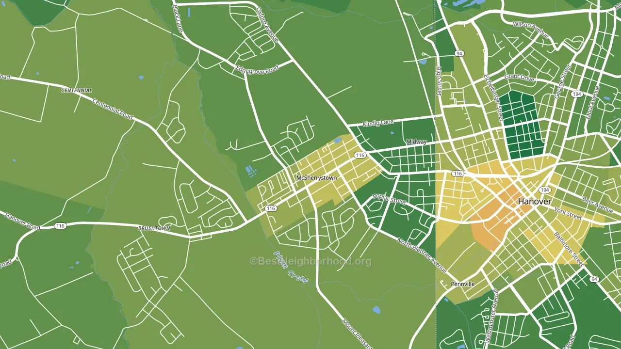 McSherrystown, PA block-group voter-turnout map