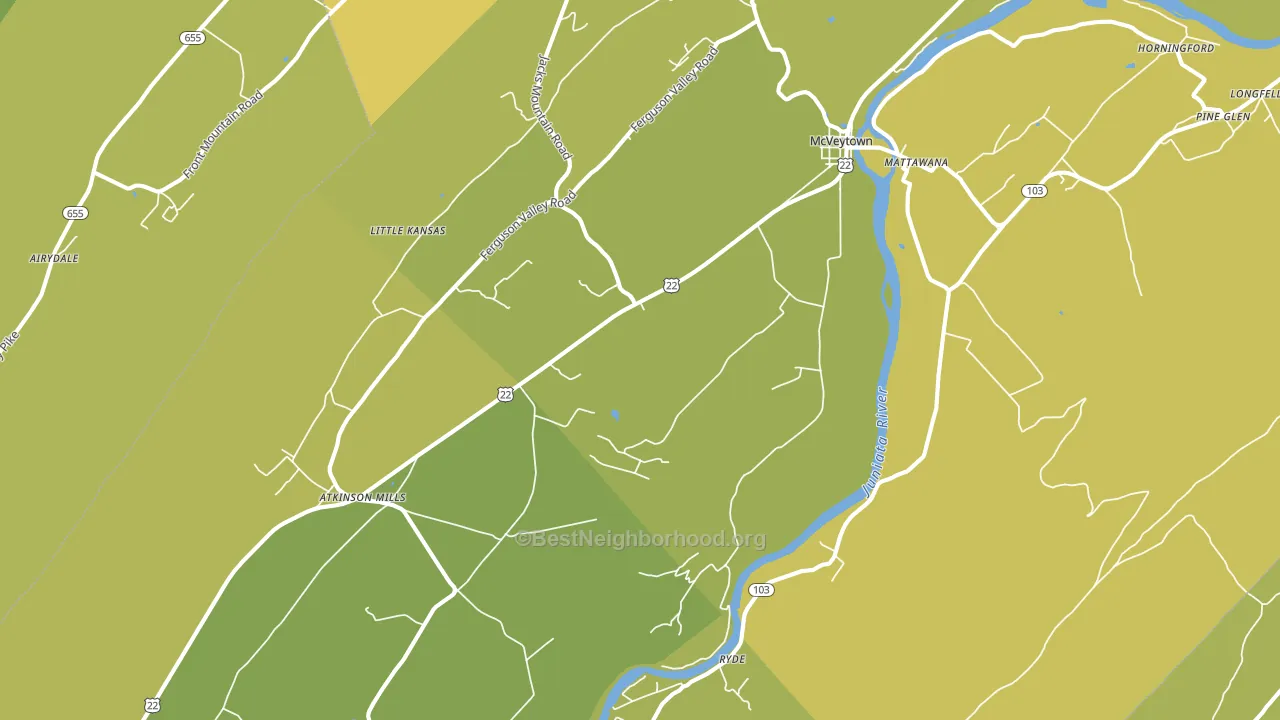 Mcveytown, PA block-group voter-turnout map