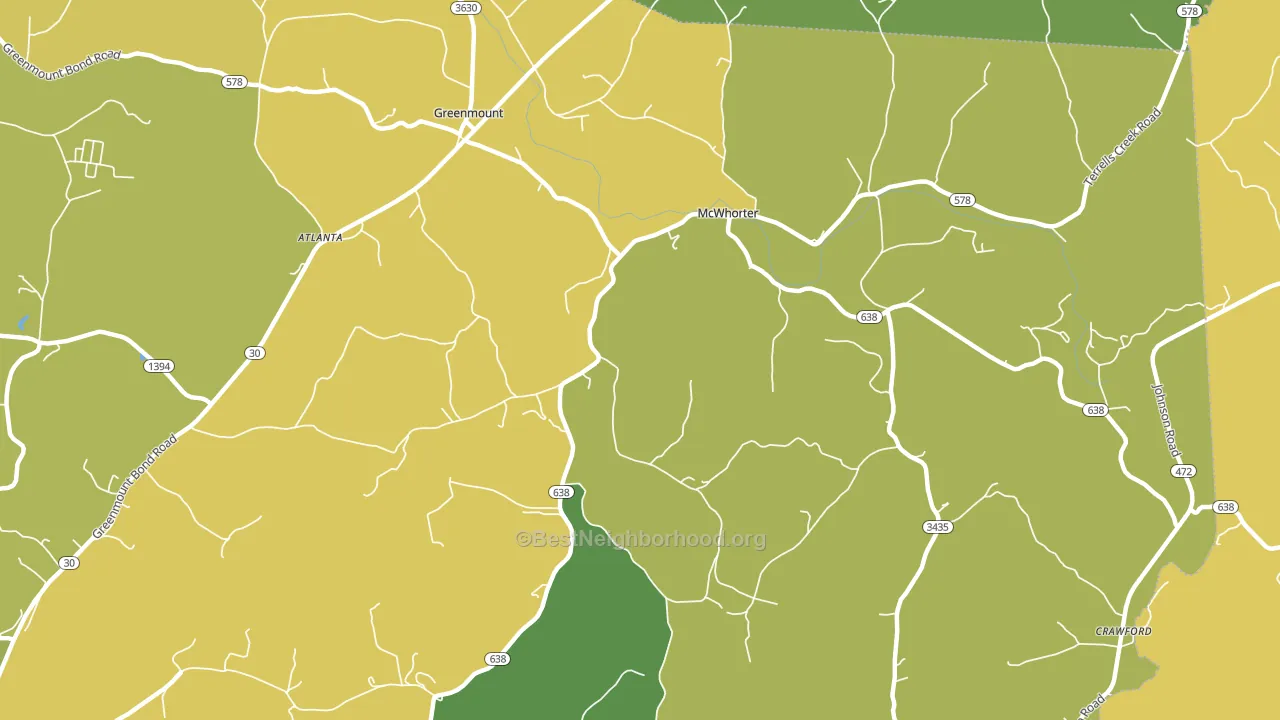 McWhorter, KY block-group voter-turnout map