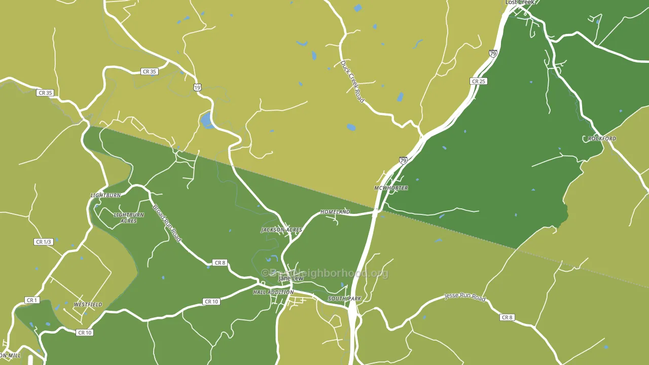 McWhorter, WV block-group voter-turnout map