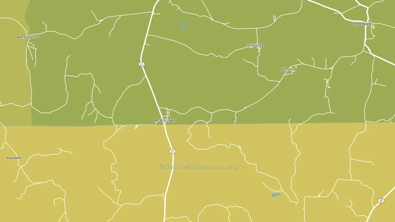 McWilliams, AL block-group voter-turnout map