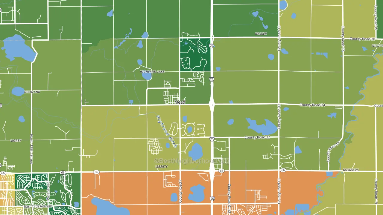 Mead, CO block-group voter-turnout map