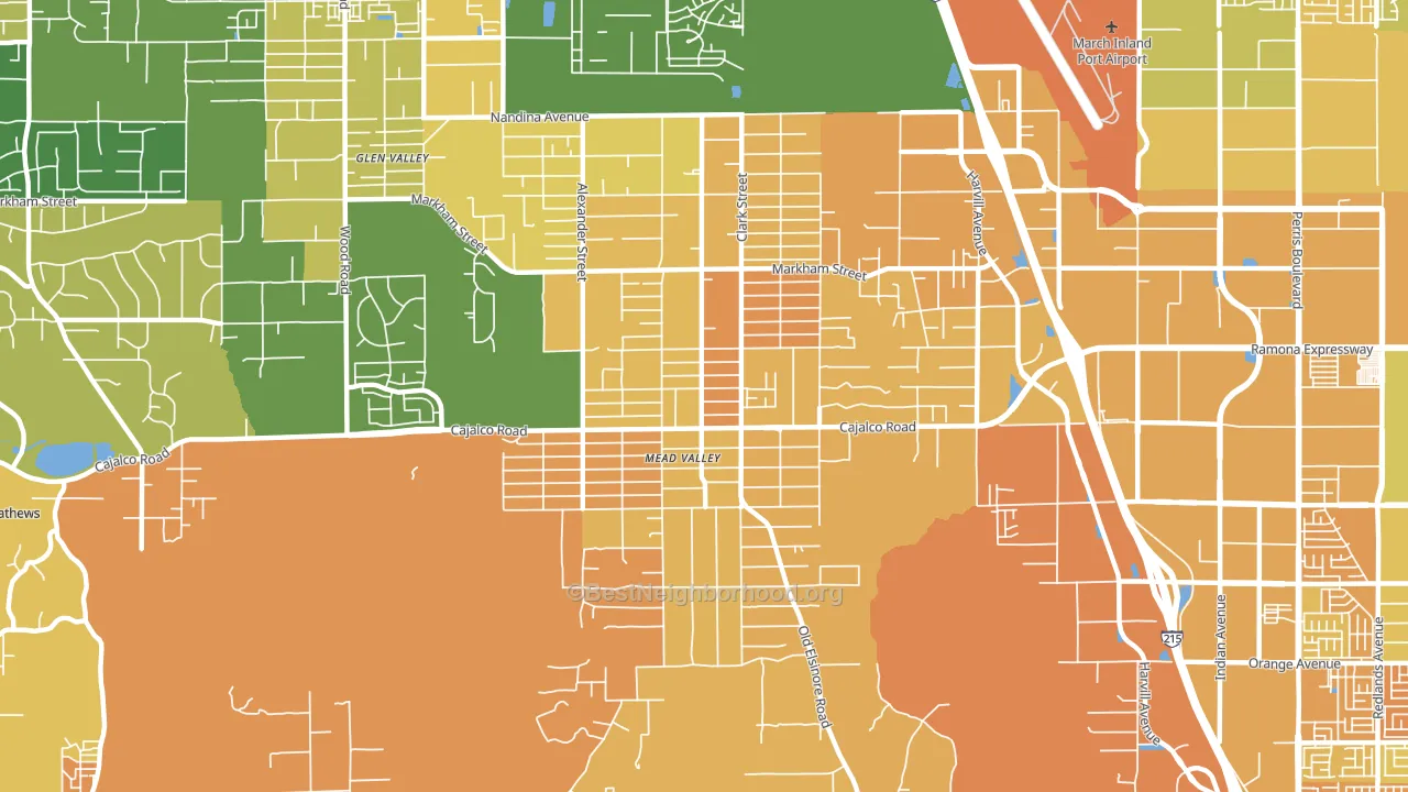 Mead Valley, CA block-group voter-turnout map